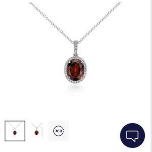 Garnet And Diamond Pendant In 14k White Gold (10x8mm)